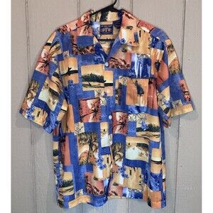 Vintage 90s OTB One‎ Tough Brand Hawaiian Short Sleeve Button Shirt Men's Medium
